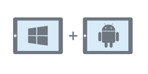  Windows/Android Logo im Tablet